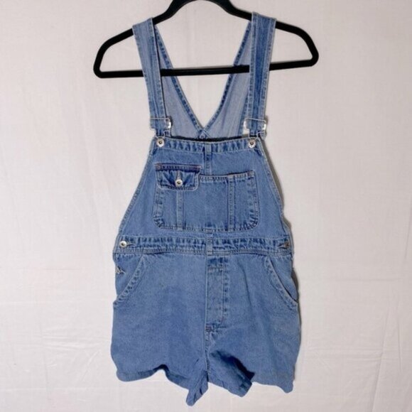 Vintage Jonny Q Blue Denim Cut Off Overall Shorts Short Alls Jean Shorts 31 - Picture 1 of 16